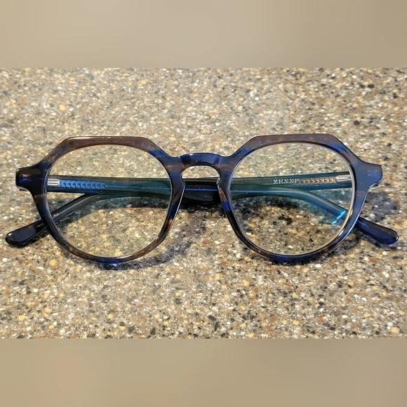 Zenni Premium Acetate Geometric Frames (4429839) + Case - Peacock Tortoise
