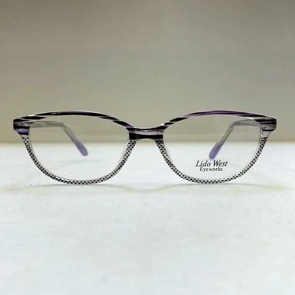 NWT Lido West Coconut Purple Stripe Polka Dot Eyeglass Frame