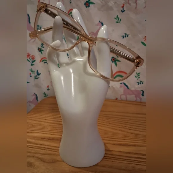 EUC Y2K Coach HC6143 Transparent Champagne Logo Glasses Reading Frames