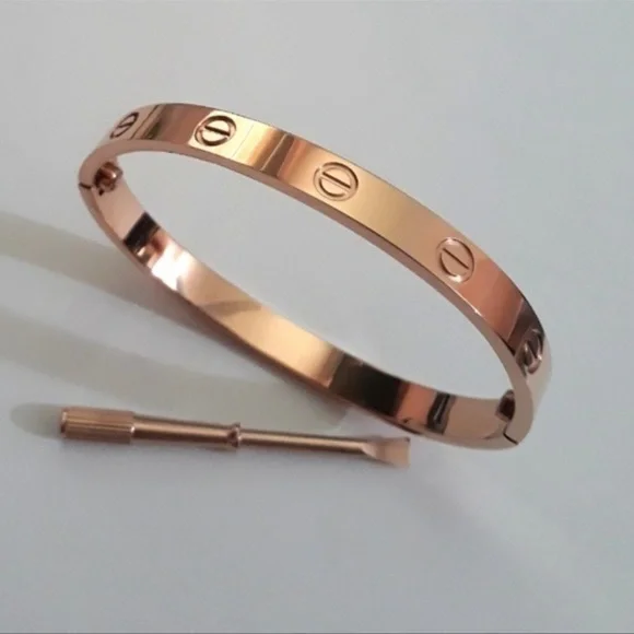 Generic Rose Gold Stainless Steel Screw Cuff Bangle l Bracelet with Screwdriver