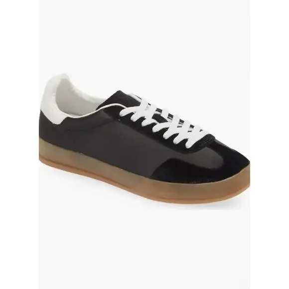 PLAY By JEFFREY CAMPBELL Keys Sz 6 Black Velvet Satin Mix Sporty Casual Shoes