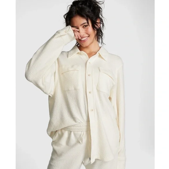 NWT Victoria's Secret Reverse Fleece Shacket Shirt Women's Size: XL
