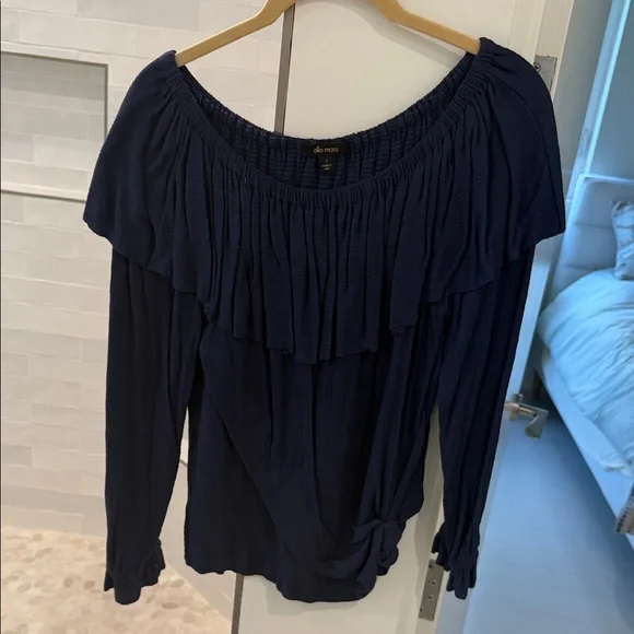 Ella Moss Navy Ruffle Blouse