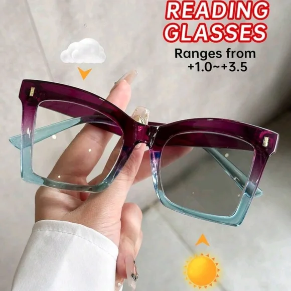 NEW Purple Oversize Fashion Transitional Reading (1.00) Glasses