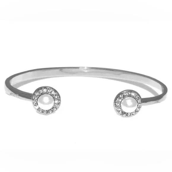 NWT Jennifer Lopez Silver Pearl CZ Cuff Bracelet