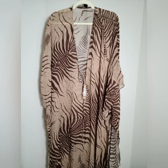 Cavalli x Skims Zebra Print Long Kaftan 2X Women. NEW