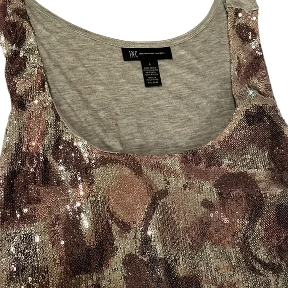 INC International Concepts size large pink & silver sequin tank top NWT
