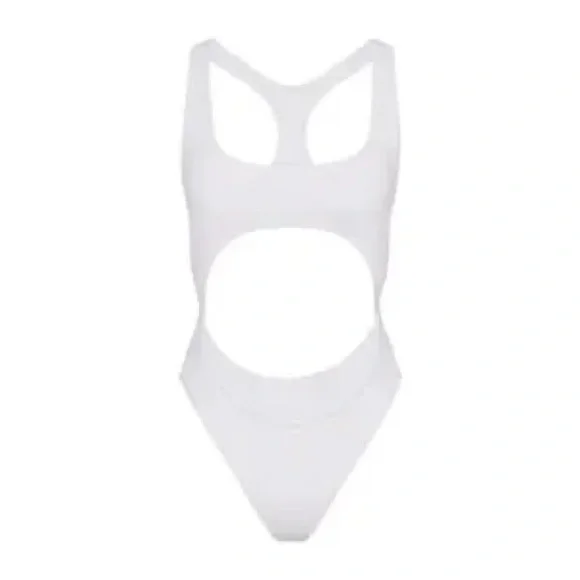SKIMS Signature Swim Cutout Monokini White