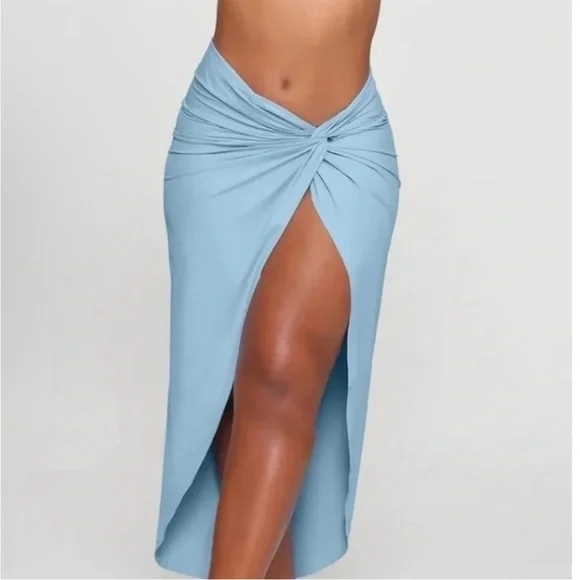 SKIMS Recycled Sarong Skirt Cover up Blue XL