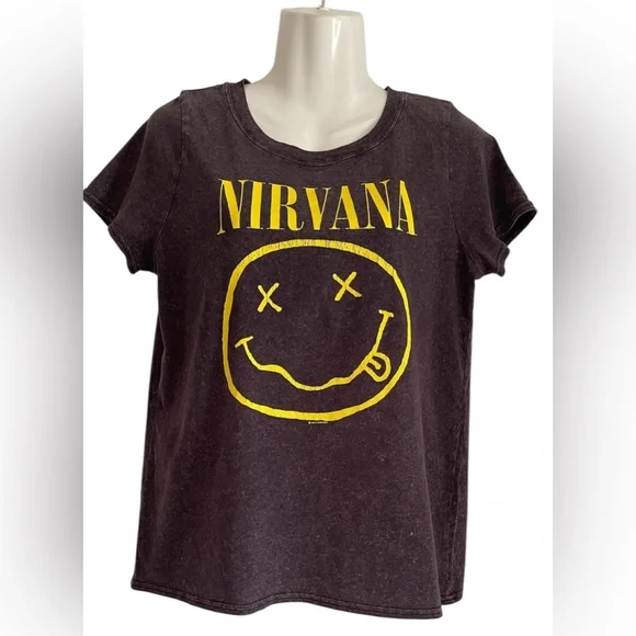 NIRVANA Charcoal Tee with Yellow Logo 2014 vintage