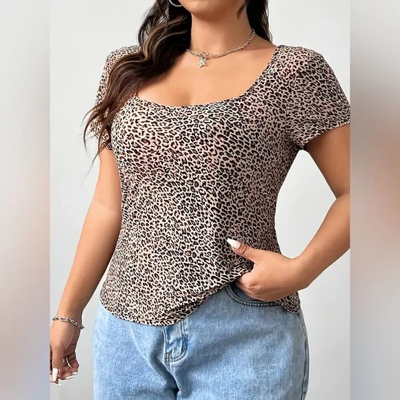 SHEIN- Leopard Print Blouse Brown and Black Size XL