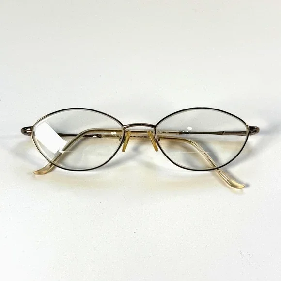 SAKS FIFTH‎ AVENUE S5A128 OU83 Eyeglasses Frame Only 50-16-130 Womens Gold Round