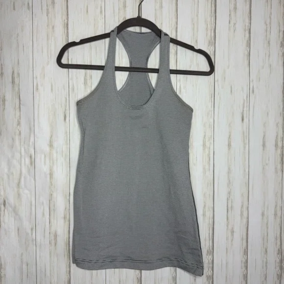 Lululemon Athletica Gray White Striped Tank Top