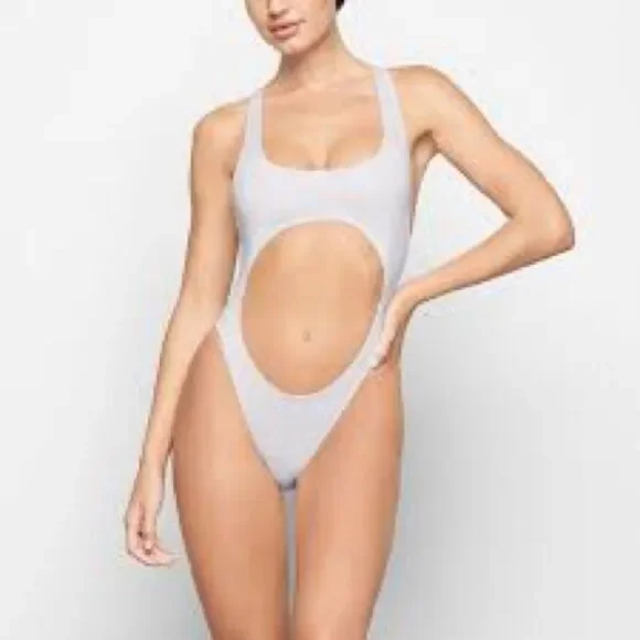 NWT Skims Signature Swim White Cutout Monokini