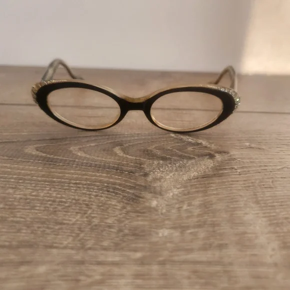 Vintage Frame France TWE L. Evrard Embellished Cat Eye Rhinestone Frames Only