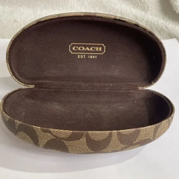 Coach signature C print hard clamshell sunglasses case in brown LARGE
