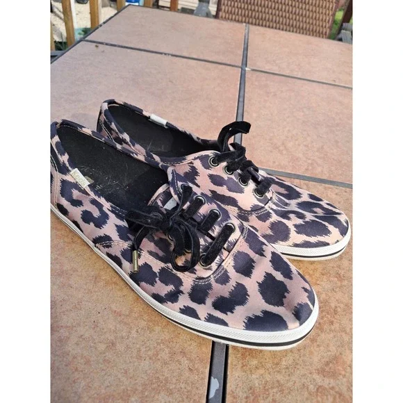 Kate Spade Keds - Champion Leopard Satin Shoes Sneakers Sz8