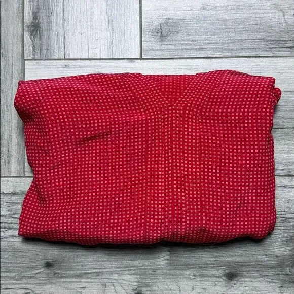 Joie Women's Red Micro Square Split Crew Neck 3/4 Sleeve Silk Blouse Size Medium