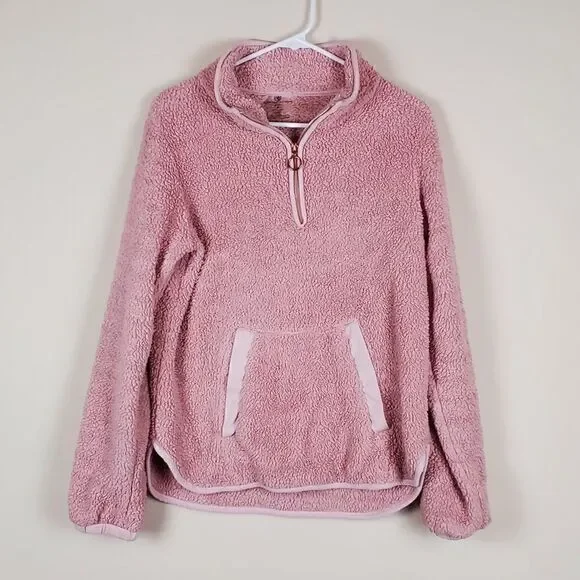 Adrienne Vittadini Sport Pink Sherpa All Day Wear Pullover