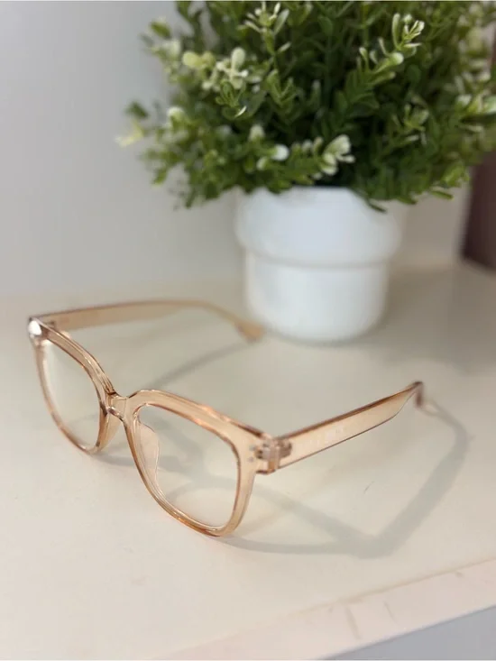 Fifth & Ninth Clear Tan Square Blue Light Glasses Computer Eyewear