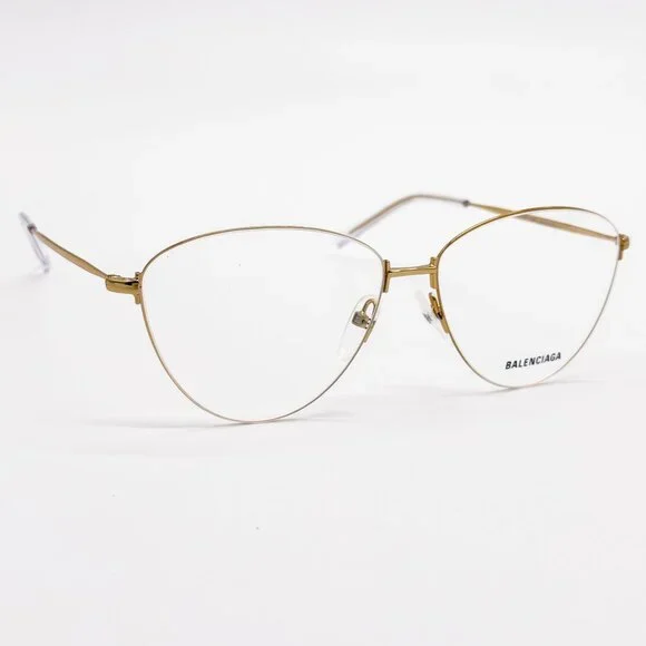NEW BALENCIAGA EYEGLASSES BB0034O 003 CAT EYE GOLD WOMEN EYEWEAR BALENCIAGA