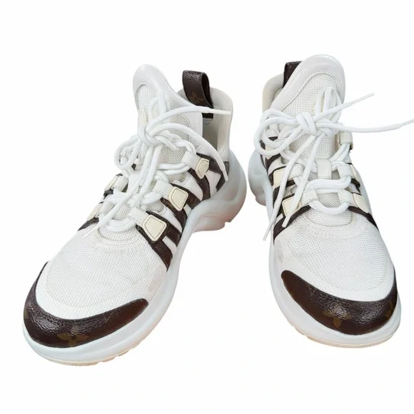Louis Vuitton Archlight Sneakers Monogram White Brown Size 38