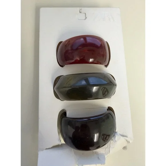 ZARA Resin Chunky Bracelet Set Of 3 Bohemian‎ Boho Hippie NEW