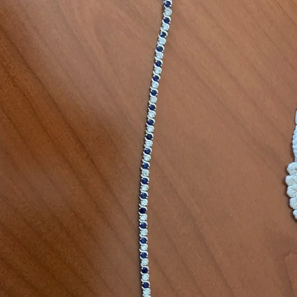 Elegant Blue and White Tennis Bracelet