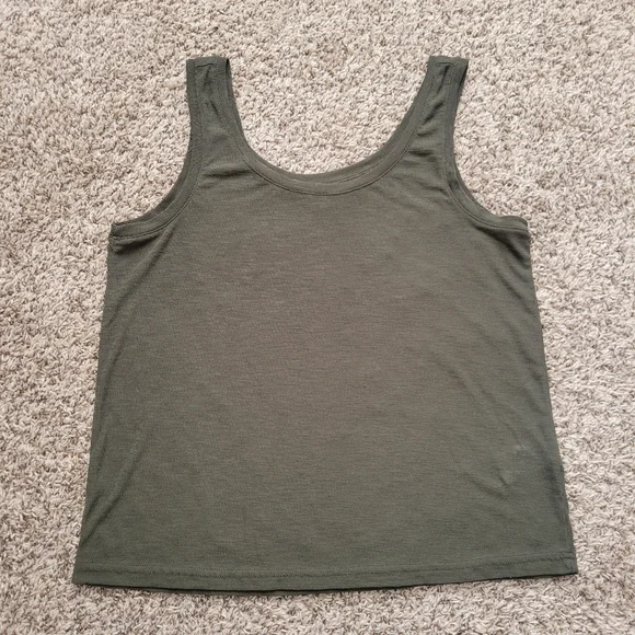 Madewell Eastover Tank Top Shirt Dried Olive Green Scoop Neck Ribbed Size Small