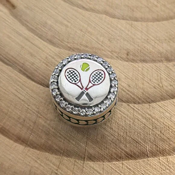 Pandora Tennis and Tennis Racket Exclusive Charm Pendant, S925 Silver Jewelry