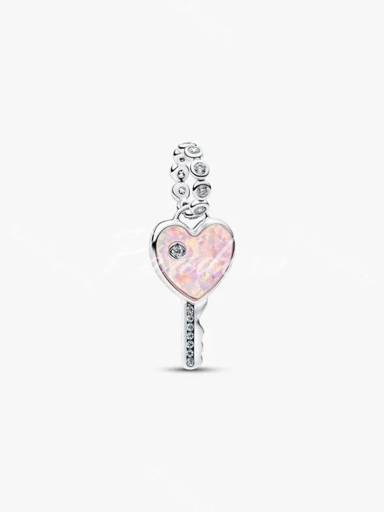 Pandora Opalescent Heart Key Dangle Charm