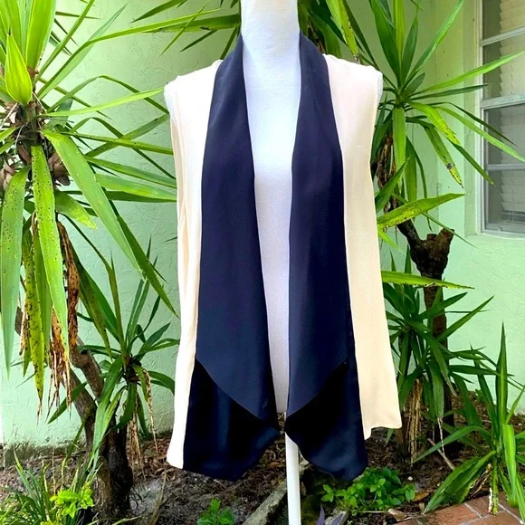Haute Hippie Semi Sheer Tan Tuxedo Vest