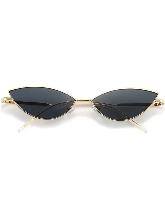 Women's Cat Eye Cute Sunglasses Triangle Vintage Trendy Cool Sun Glasses Black