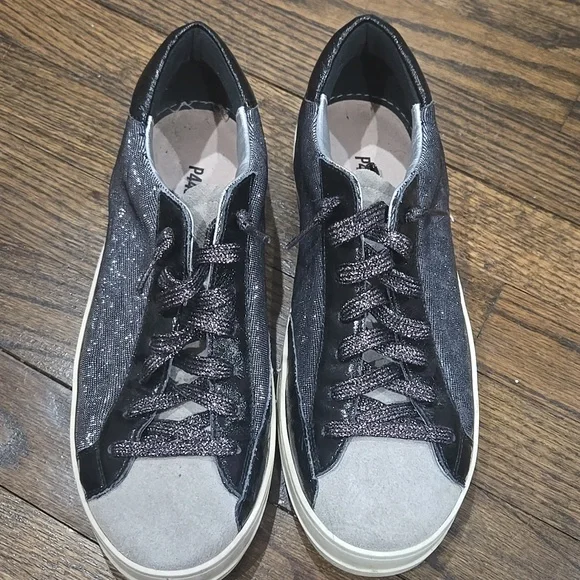 P448 John Glam Glitter Leopard Grey Black Sneakers Size 41