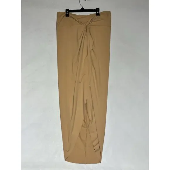 Skims Nude Ochre Sarong Swim Skirt Size XL Tan Stretch Wrap Tie Knot Cover Up
