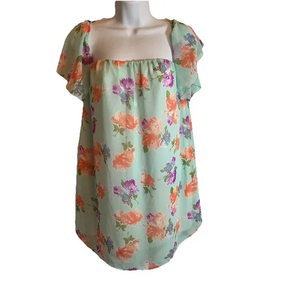Vestique Stretch Floral Top Women's Lined Babydoll Fairy Hippie USA Made Size S