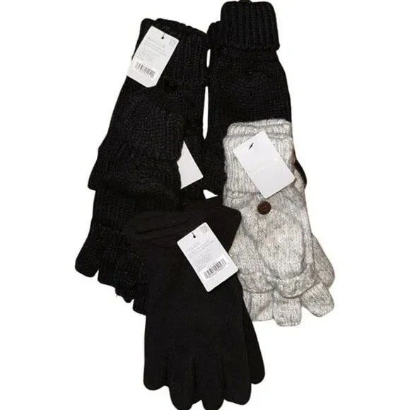 5 Women’s West Loop Gloves | Fingerless + Mitten Combo & Fleece | NWT