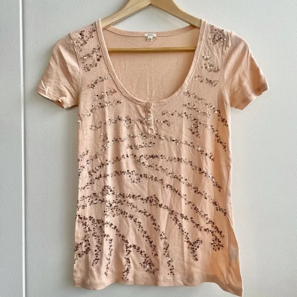 J.Crew Peach Sequin Tee