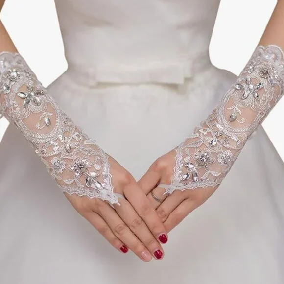 Rhinestone Bridal Gloves