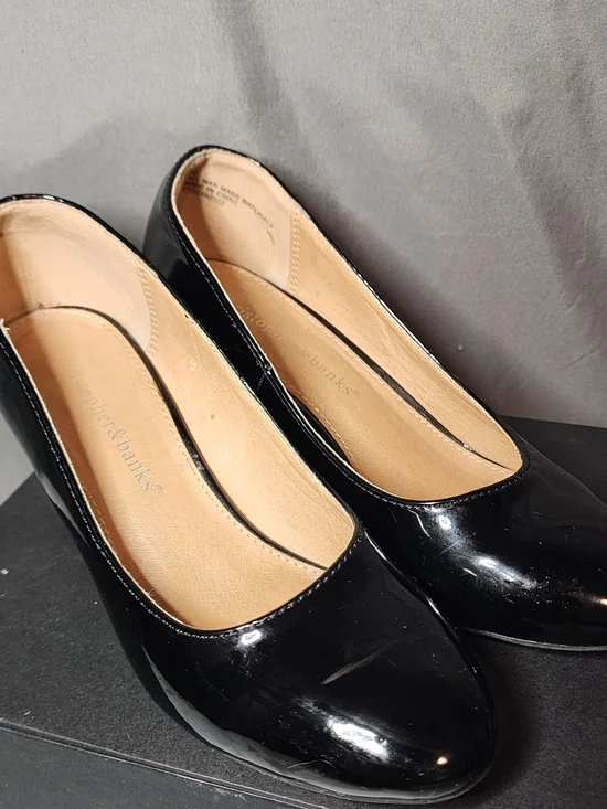 Christopher & Banks Black Patent Wedge Heels