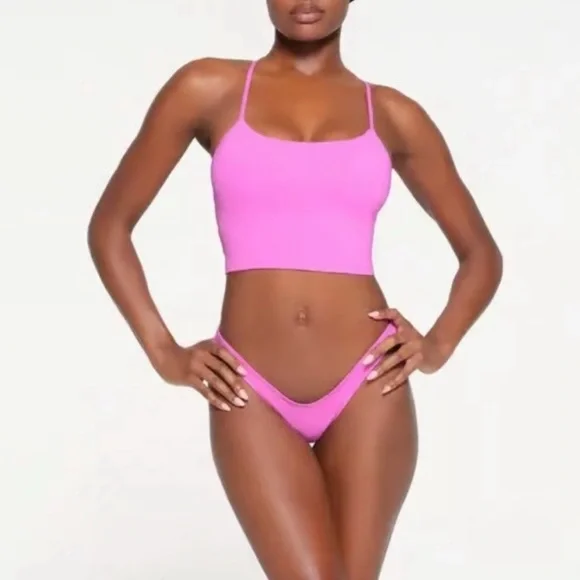 SKIMS Neon Orchid Pink Cami Tank Bikini Top•NWT•Large