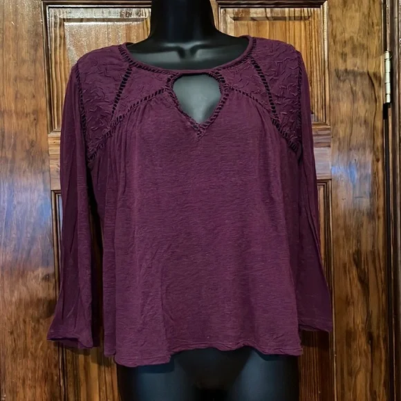 Lucky Brand Wine long Sleeve Top