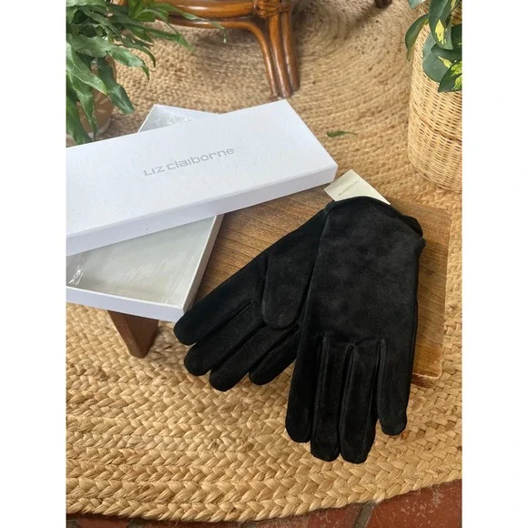 Vintage 90s Liz Claiborne‎ Black Leather Gloves