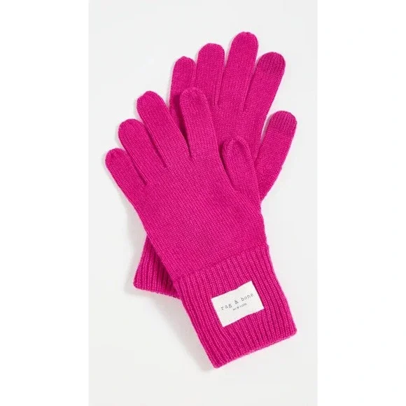rag‎ & bone Addison Wool Knit Gloves Pink NEW