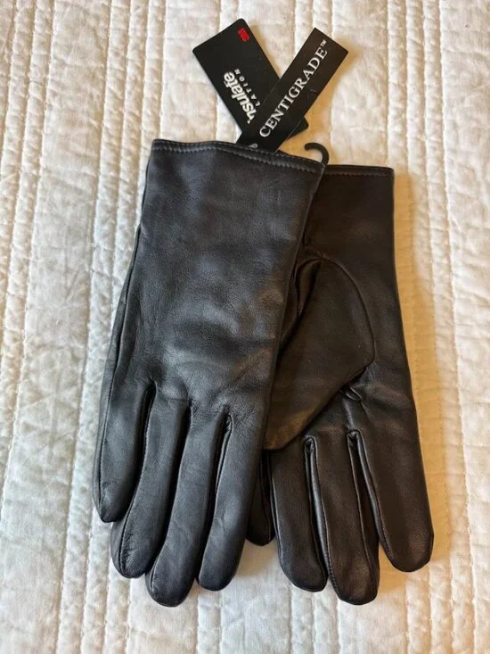 Ladies 3M Thinsulate Black Leather Driving Gloves NEW WITH TAGS