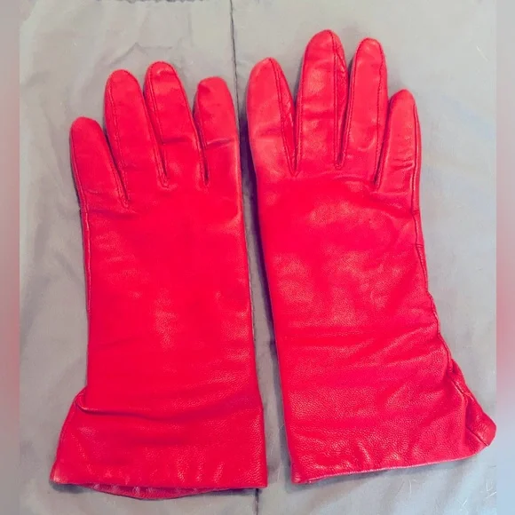 Candy apple red leather gloves