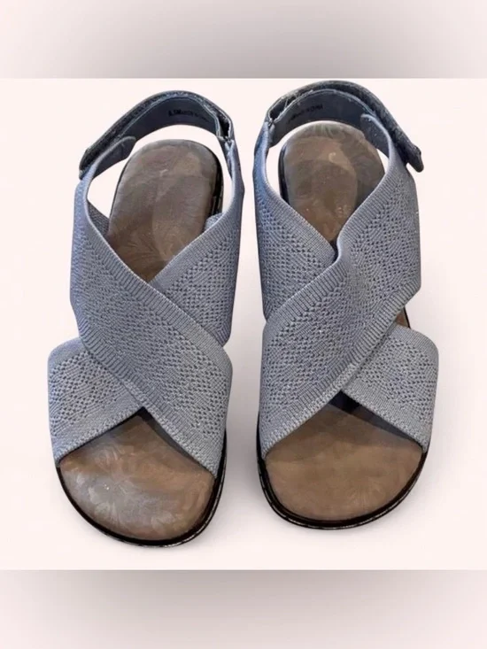 JBU by Jambu Alyssa Blue Memory Foam Wedge Sandals 8.5 Crisscross Elastic Sandal