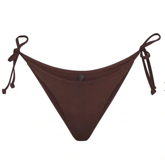 SKIMS Recycled swim low rise tie bikini bottom/ 4x / Cocoa NWT