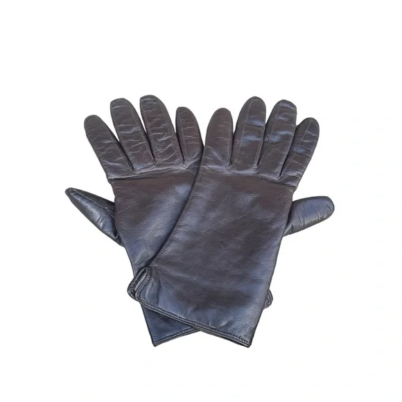 Vintage Coach Leather Gloves Brown Leather Tan Cashmere Lined EUC Size 7.5