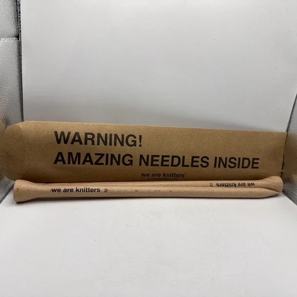 NEW PAIR WE ARE KNITTERS STRAIGHT WOODEN KNITTING NEEDLES SIZE 15mm 14 1/2